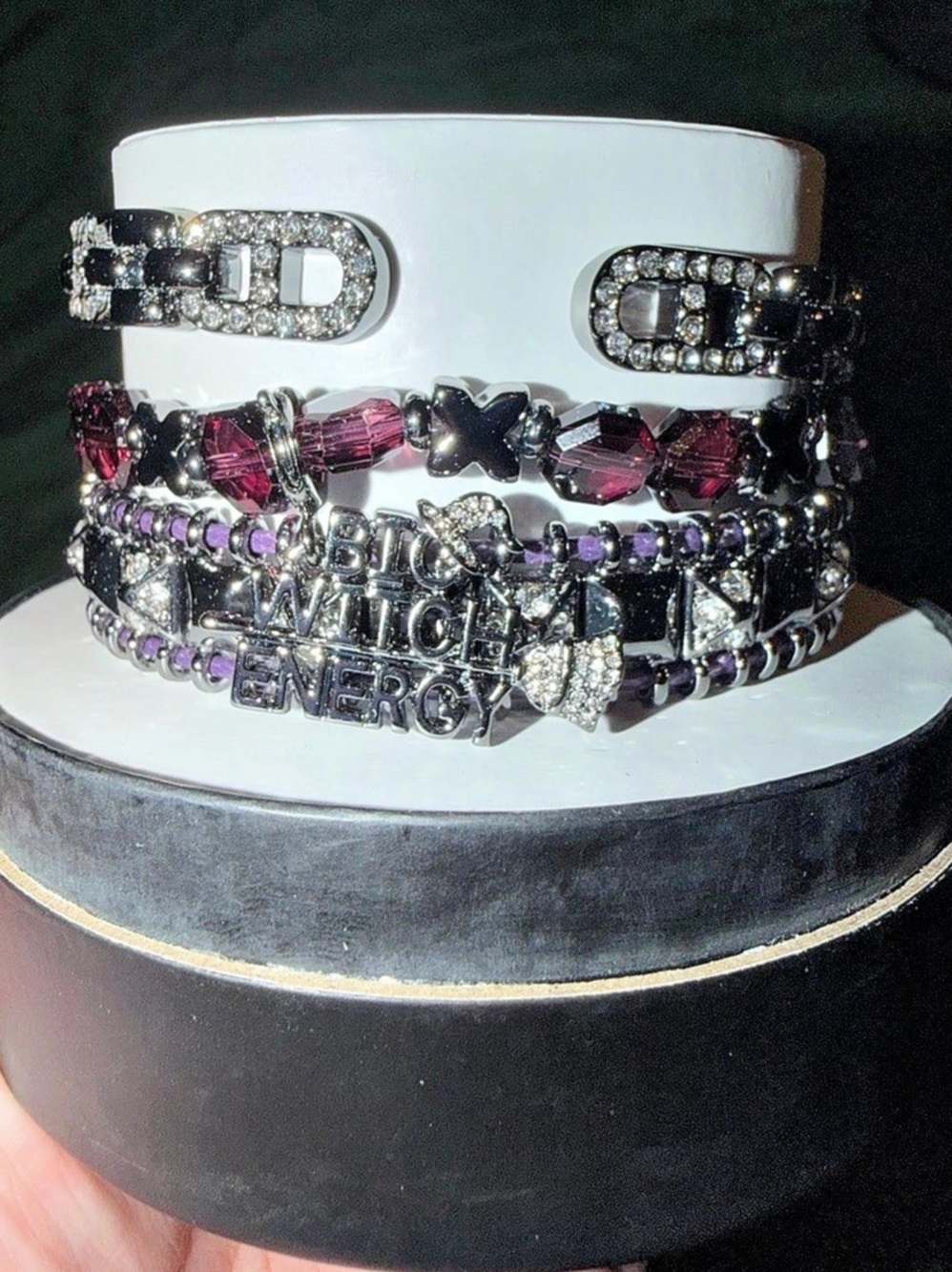 Bomb Party Halloween Stack-Shadows & Champagne Big Witch Energy on Hematite - Picture 2 of 6